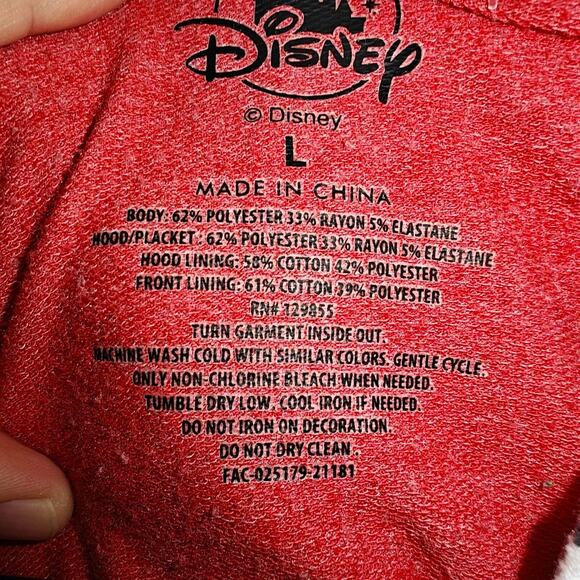 Disney Minnie Mouse Womens Large Double Layered Hoodie Sweatshirt Full Zip - Picture 4 of 7